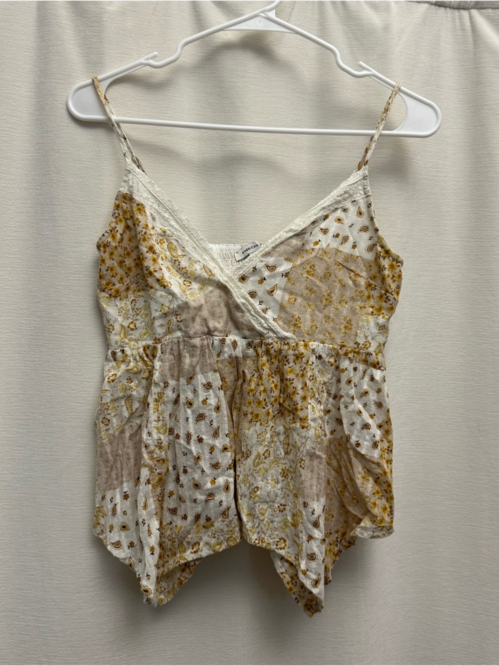 American Eagle Floral Camisole with Flowy Handkerchief Hem